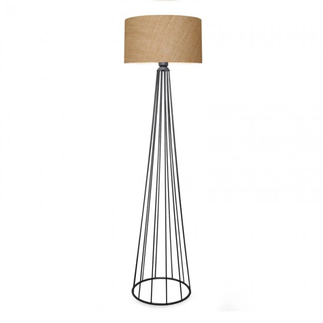 Clarke Megapap metallic/fabric floor lamp in black/natural color 38x38x155cm.