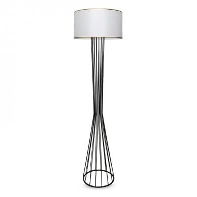 Clarke Megapap metallic/fabric floor lamp in black/white color 38x21x155cm.