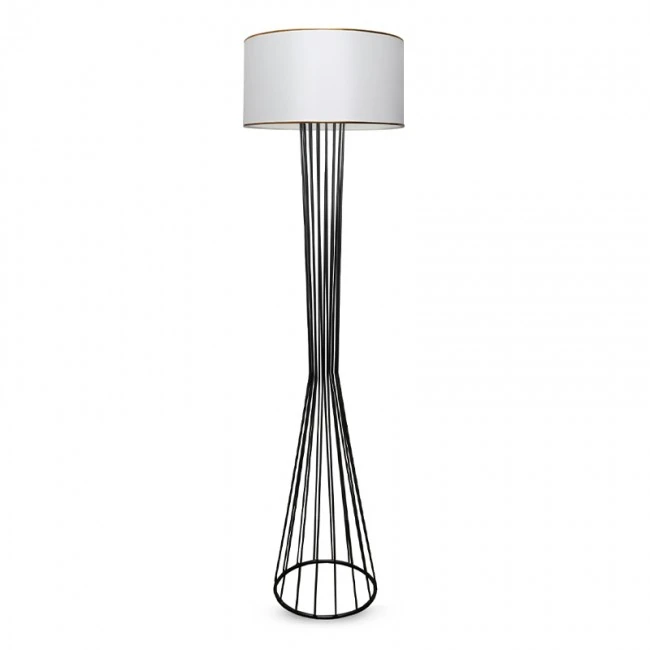 Clarke Megapap metallic/fabric floor lamp in black/white color 38x21x155cm.