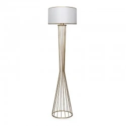 Clarke Megapap metallic/fabric floor lamp in golden/white color 38x21x155cm.