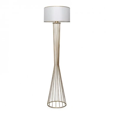 Clarke Megapap metallic/fabric floor lamp in golden/white color 38x21x155cm.