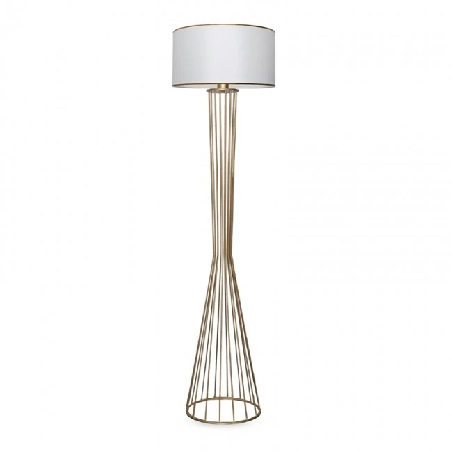 Clarke Megapap metallic/fabric floor lamp in golden/white color 38x21x155cm.