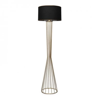 Clarke Megapap metallic/fabric floor lamp in golden/black color 38x21x155cm.
