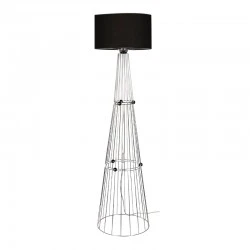 Filip Megapap E27 metal - fabric floor lamp in silver - black color 34x34x123cm.