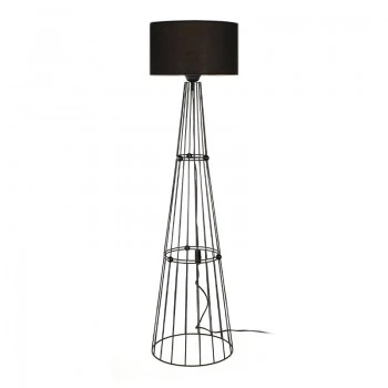 Filip Megapap E27 metal - fabric floor lamp in black color 34x34x123cm.