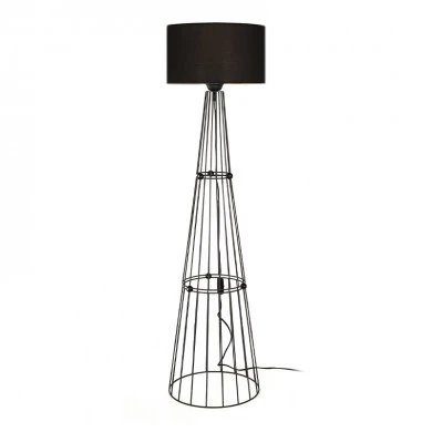 Filip Megapap E27 metal - fabric floor lamp in black color 34x34x123cm.