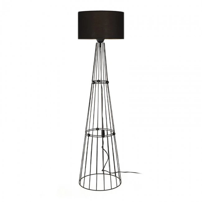Filip Megapap E27 metal - fabric floor lamp in black color 34x34x123cm.