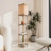 Floor lamp made of wood and plastic in beige color 24x22x137cm.
