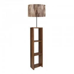 Launo Megapap Mdf/fabric/Pvc floor lamp in brown/walnut color 38x38x150cm.