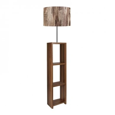 Launo Megapap Mdf/fabric/Pvc floor lamp in brown/walnut color 38x38x150cm.