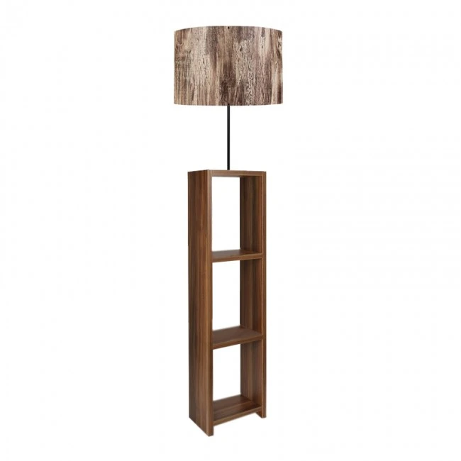 Launo Megapap Mdf/fabric/Pvc floor lamp in brown/walnut color 38x38x150cm.