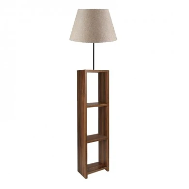 Launo Megapap Mdf/fabric/Pvc floor lamp in beige/walnut color 38x38x150cm.