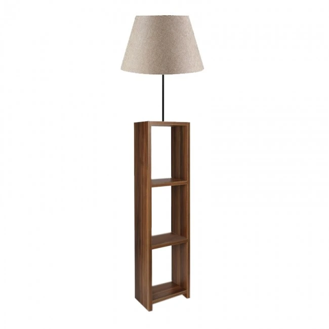 Launo Megapap Mdf/fabric/Pvc floor lamp in beige/walnut color 38x38x150cm.