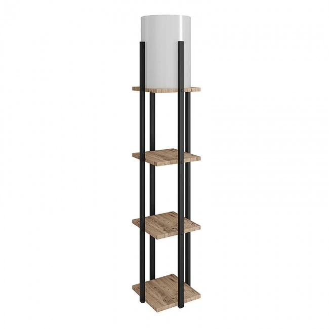 Nora Megapap floor lamp MDF - fabric in black - natural color 21x21x135cm.