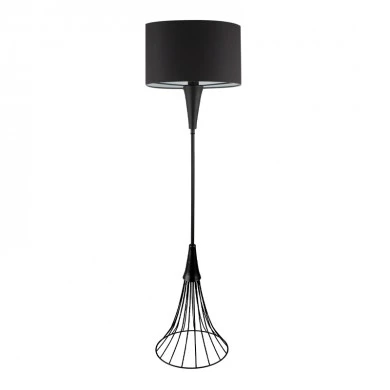 Olde Megapap E27 metal - fabric floor lamp in black color 33x33x127cm.