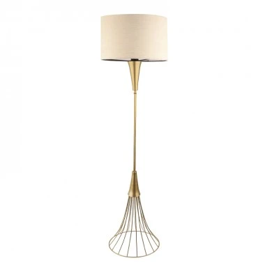 Olde Megapap E27 metal - fabric floor lamp in gold - beige color 33x33x127cm.