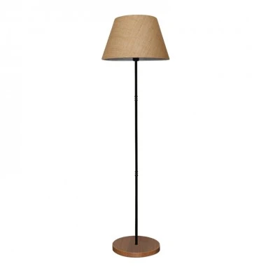 Percy Megapap E27 metallic/fabric floor lamp in black/brown color Φ36x145cm.