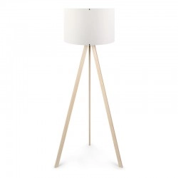 Φωτιστικό δαπέδου Rosling Megapap Mdf/ύφασμα Pvc χρώμα φυσικό/λευκό 38x21x140εκ.