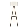 Thomas Megapap E27 MDF - Fabric pvc floor lamp in walnut - cream color 38x38x135cm.