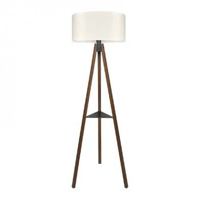 Thomas Megapap E27 MDF - Fabric pvc floor lamp in walnut - cream color 38x38x135cm.