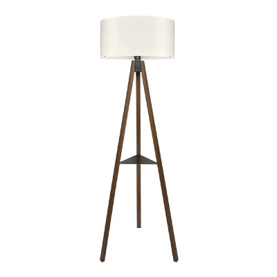 Φωτιστικό δαπέδου Thomas Megapap E27 Mdf/ύφασμα Pvc χρώμα καρυδί - κρεμ 38x38x135εκ.