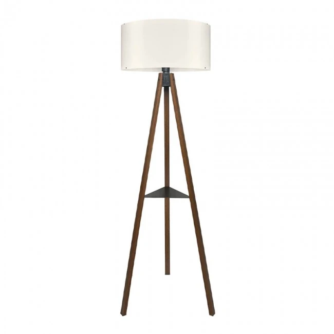 Thomas Megapap E27 MDF - Fabric pvc floor lamp in walnut - cream color 38x38x135cm.
