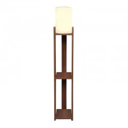 Verma I Megapap E27 MDF - Fabric pvc floor lamp in walnut - cream color 18.5x18.5x142cm.