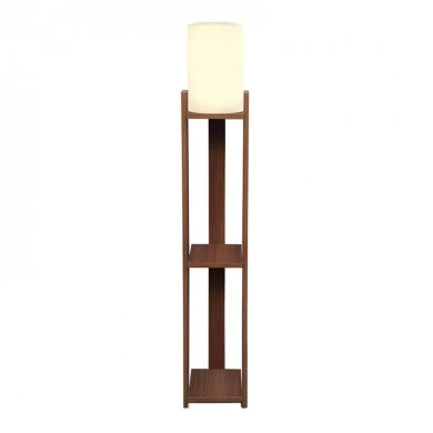 Verma I Megapap E27 MDF - Fabric pvc floor lamp in walnut - cream color 18.5x18.5x142cm.