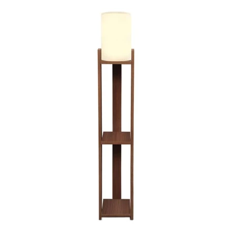 Φωτιστικό δαπέδου Verma I Megapap E27 Mdf/ύφασμα Pvc χρώμα καρυδί - κρεμ 18,5x18,5x142εκ.
