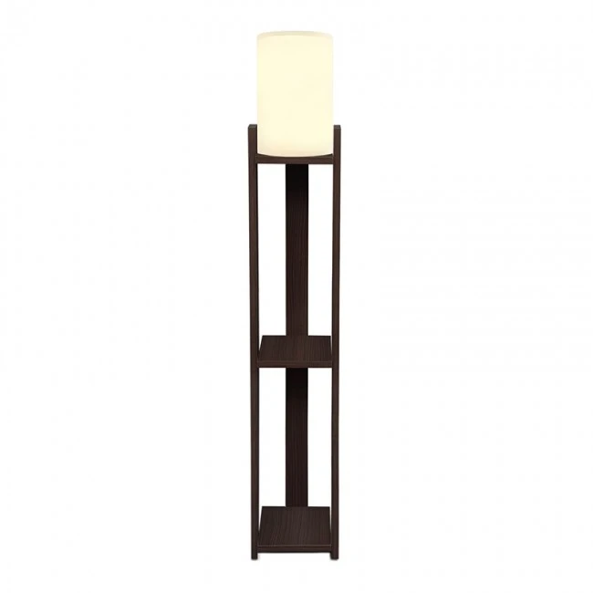 Verma I Megapap E27 MDF - Fabric pvc floor lamp in wenge - cream color 18.5x18.5x142cm.