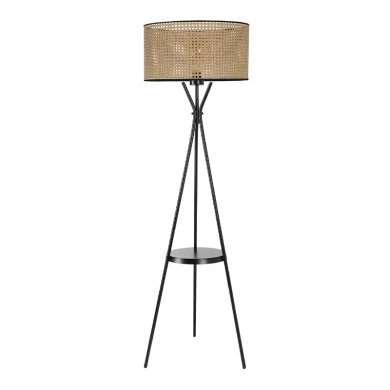 Visa Megapap metal/rattan floor light in black - natural color 50x45x158cm.