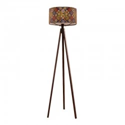 Rosling Megapap Mdf/fabric/Pvc floor lamp in walnut - multicolor 38x38x140cm.