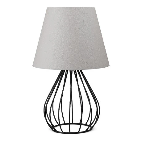 Akerlind Megapap fabric/Pvc/metallic table lamp in light grey/black color 22x17x36cm.