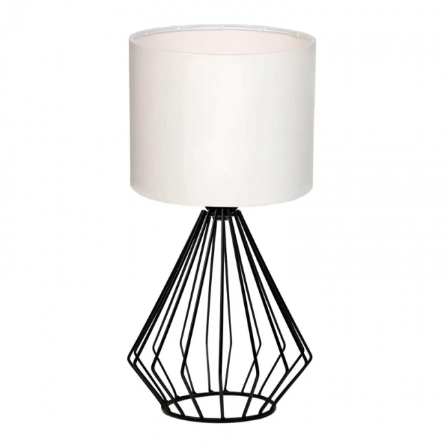 Aldo Megapap E27  fabric/metal table light in white - black color Φ18x36cm.