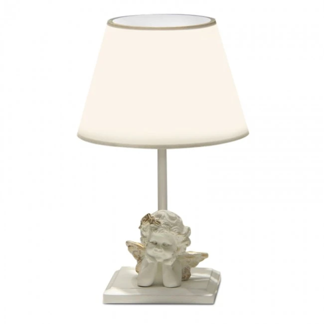 Angelo Megapap E27 fabric/metallic/MDF table light in white color 22x22x36cm.