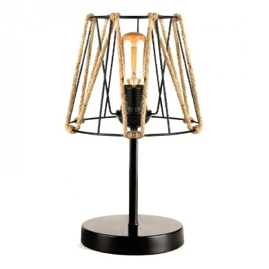 Clancy Megapap E27 rope/metallic table light in black color 22x17x37cm.
