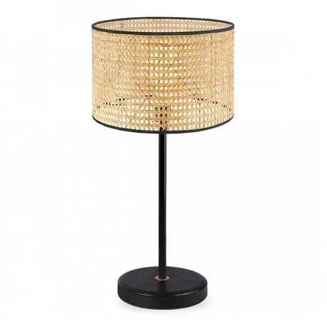 Idaho Megapap E27  metallic/rattan table lamp in black/natural color Φ24x32cm.