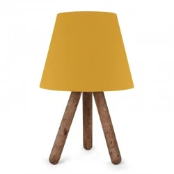 Lander Megapap E27 fabric/Pvc/wooden table lamp in yellow/brown color 22x17x33cm.