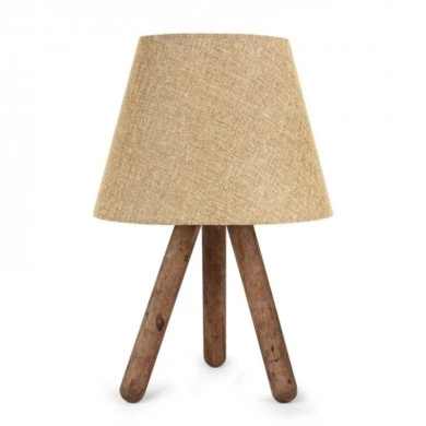 Lander Megapap E27 fabric/Pvc/wooden table lamp in beige/brown color 22x17x33cm.