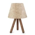 Lander Megapap E27 fabric/Pvc/wooden table lamp in golden beige/brown color 22x17x33cm.