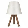 Lander Megapap fabric/Pvc/wooden table lamp in white/brown color 22x14x32cm.
