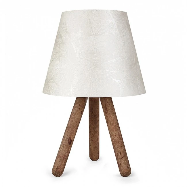 Lander Megapap fabric/Pvc/wooden table lamp in white/brown color 22x14x32cm.