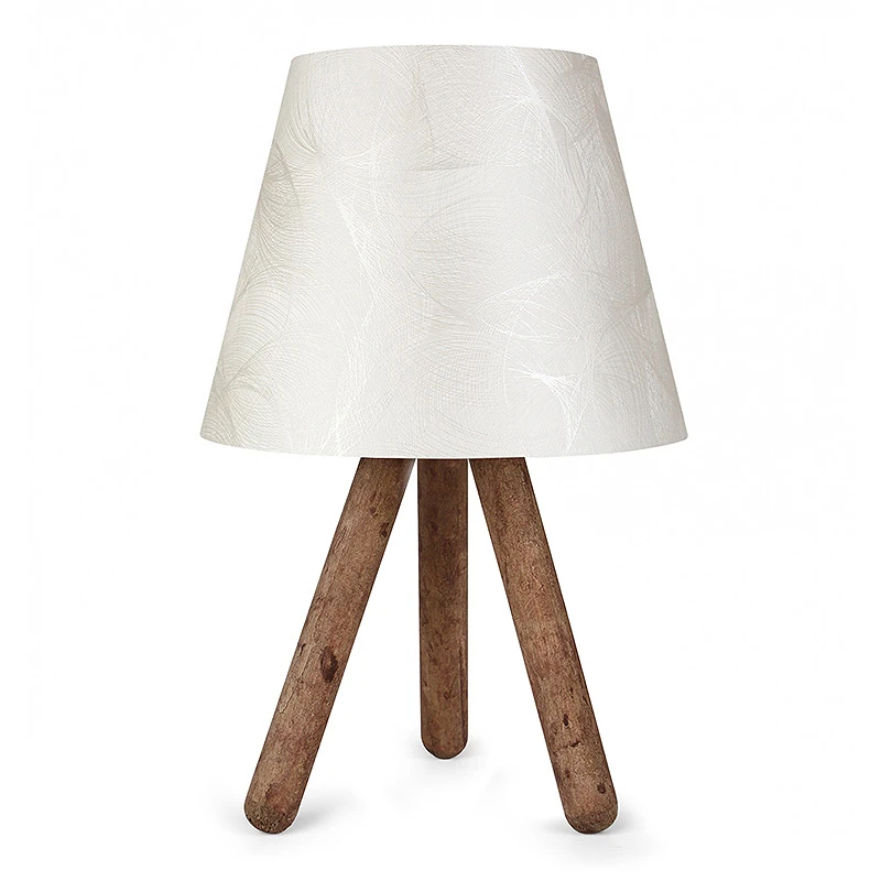 Lander Megapap fabric/Pvc/wooden table lamp in white/brown color 22x14x32cm.