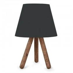 Lander Megapap fabric/Pvc/wooden table lamp in black/brown color 22x17x32cm.