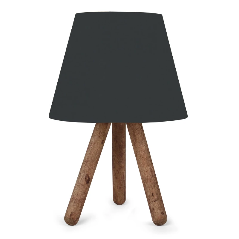 Lander Megapap fabric/Pvc/wooden table lamp in black/brown color 22x17x32cm.