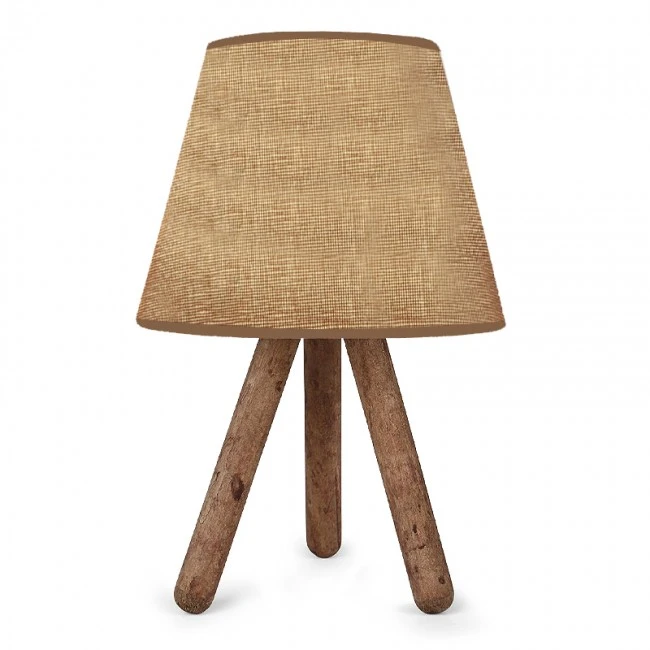 Lander Megapap fabric/Pvc/wooden table lamp in sand beige/brown color 22x17x32cm.