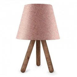 Lander Megapap fabric/Pvc/wooden table lamp in pink/brown color 22x14x32cm.