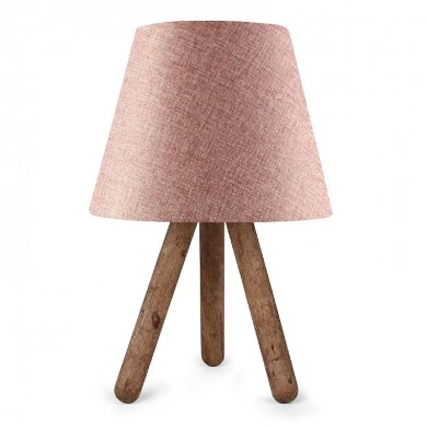 Lander Megapap fabric/Pvc/wooden table lamp in pink/brown color 22x14x32cm.