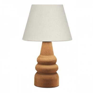 Lary Megapap E27 fabric/wood table light in cream/brown color Φ24x36cm.