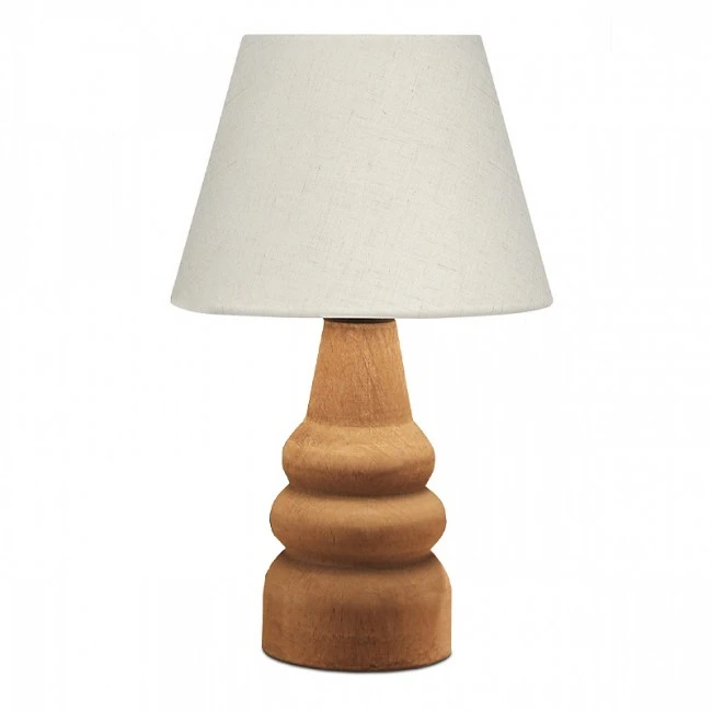 Lary Megapap E27 fabric/wood table light in cream/brown color Φ24x36cm.
